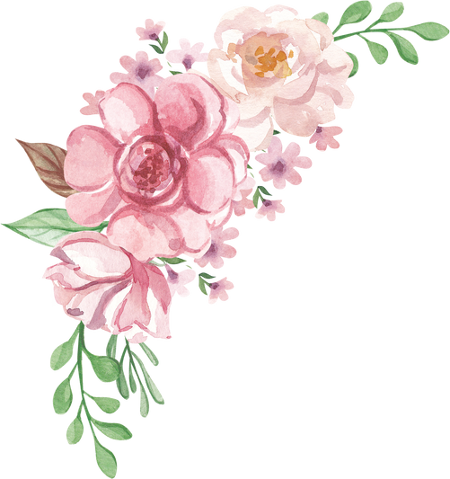Pink Flowers Festive Celebrations Watercolour Leaves Frames
